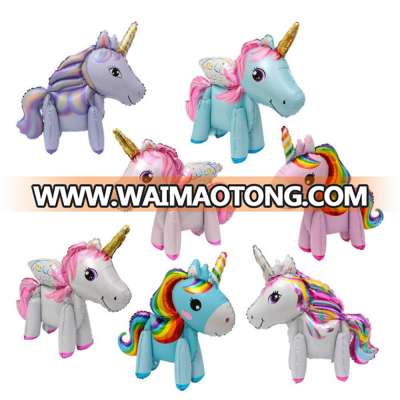 3D Unicorn Balloons Walking Animal Balloons Aluminum Foil Balloons for Birthday Party Decorations Supplies Wedding Baby Shower