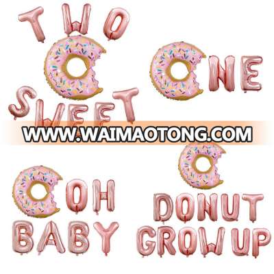 Aluminum Balloon Set for Hawaii's 16-inch Rose Gold Donut Grow Up Birthday Party