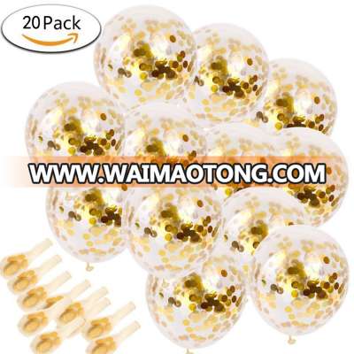 12 Inch Latex Party Balloons With Golden Paper Confetti Dots For Party Decorations Wedding