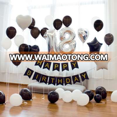 38PCS Black and White Balloon Set 18/12-inch Birthday Party Wedding Decorations