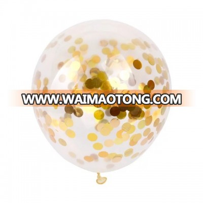 20pcs/bag 12 Inch Amazon Supply Clear Confetti Latex Balloon With Gold Metallic Confetti for Party Decoration