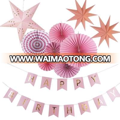 10pcs/set Pink Theme Princess Party Favors For Kids Birthday Tissue Paper Fan Decoration For Birthday Party Decorations