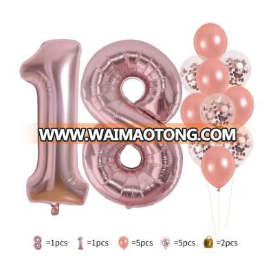 40 Inch Rose Gold Number Foil Mylar Balloons Set-18th birthday Party Decorations Rose Gold Party Supplies