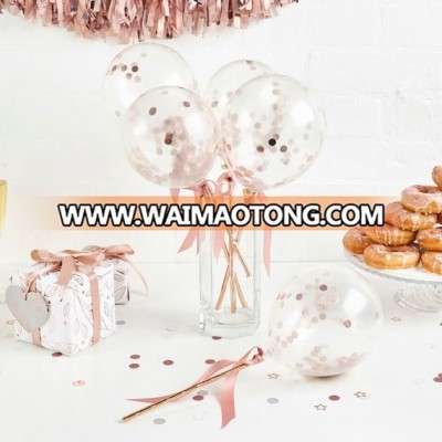 5" Mini Rose Gold Confetti Balloons Happy Birthday Party Supplies,Kids Inflatable Toy BabyShower Girl 1st Birthday Decorations