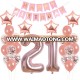 21 Happy Birthday Balloon Decorations Rose Gold Balloon Set