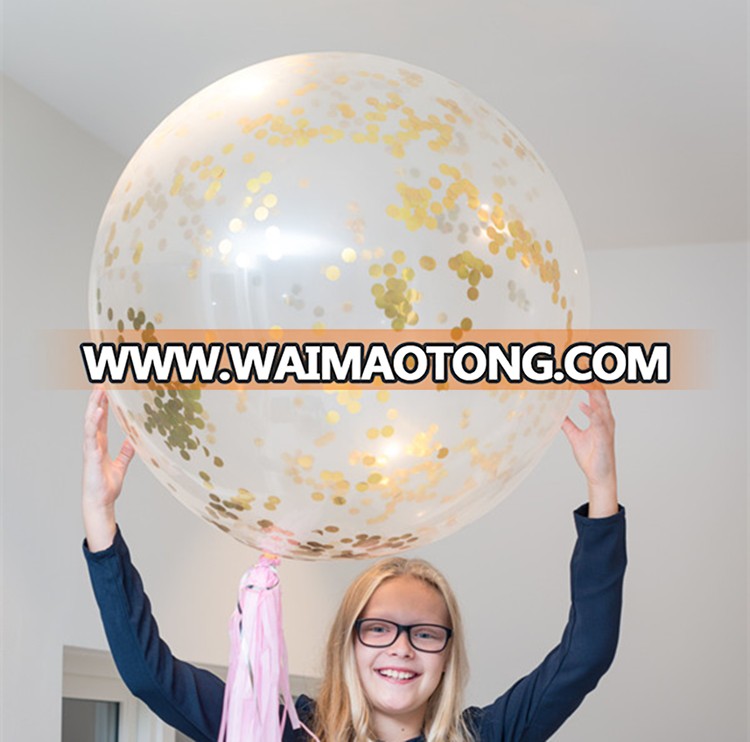 Big Latex clear balloon with Confetti is for decoration,36" 18" 12" Confetti Balloons